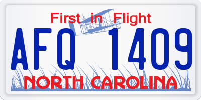 NC license plate AFQ1409