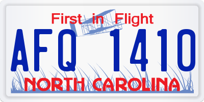 NC license plate AFQ1410