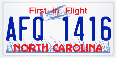 NC license plate AFQ1416