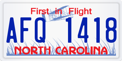 NC license plate AFQ1418