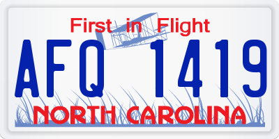 NC license plate AFQ1419