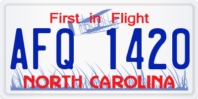 NC license plate AFQ1420