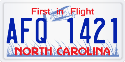 NC license plate AFQ1421