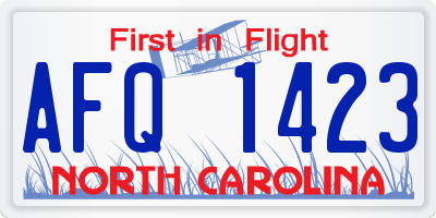 NC license plate AFQ1423