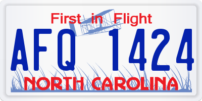 NC license plate AFQ1424