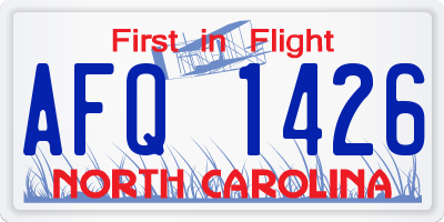 NC license plate AFQ1426