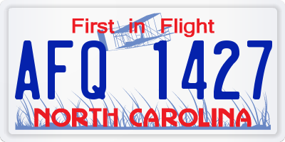 NC license plate AFQ1427