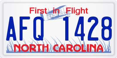 NC license plate AFQ1428