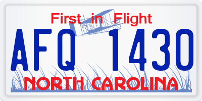 NC license plate AFQ1430