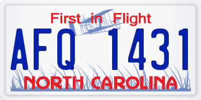 NC license plate AFQ1431