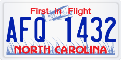 NC license plate AFQ1432