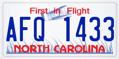 NC license plate AFQ1433