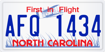 NC license plate AFQ1434