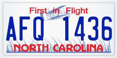 NC license plate AFQ1436