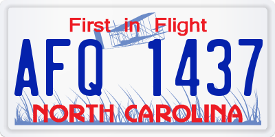 NC license plate AFQ1437