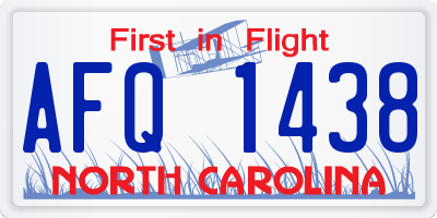 NC license plate AFQ1438