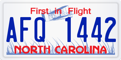 NC license plate AFQ1442
