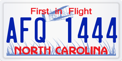 NC license plate AFQ1444
