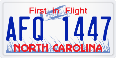 NC license plate AFQ1447