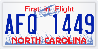 NC license plate AFQ1449