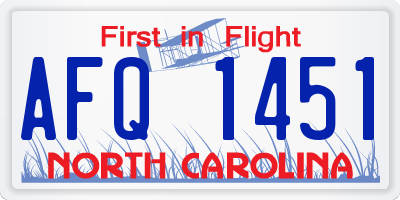 NC license plate AFQ1451