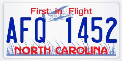 NC license plate AFQ1452