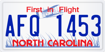 NC license plate AFQ1453