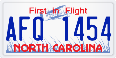 NC license plate AFQ1454