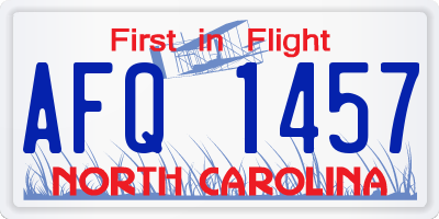 NC license plate AFQ1457