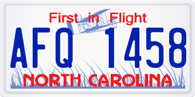 NC license plate AFQ1458