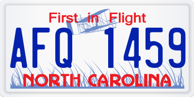 NC license plate AFQ1459