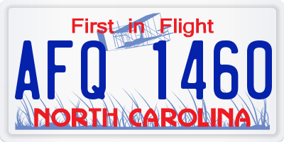 NC license plate AFQ1460