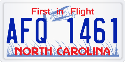 NC license plate AFQ1461