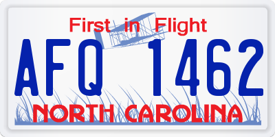 NC license plate AFQ1462