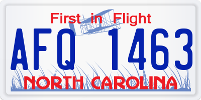 NC license plate AFQ1463