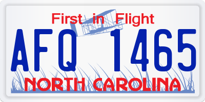 NC license plate AFQ1465
