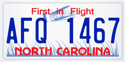 NC license plate AFQ1467