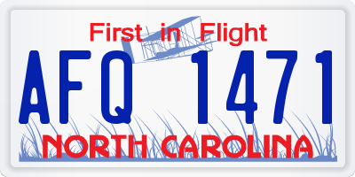NC license plate AFQ1471