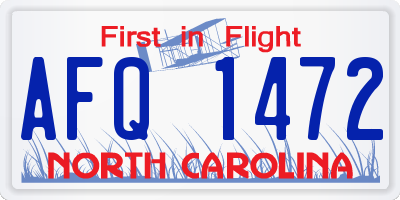 NC license plate AFQ1472