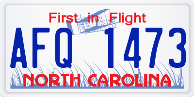 NC license plate AFQ1473