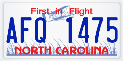 NC license plate AFQ1475