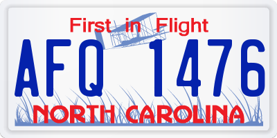 NC license plate AFQ1476