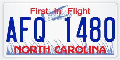 NC license plate AFQ1480