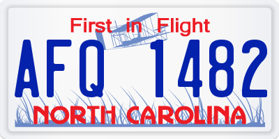 NC license plate AFQ1482