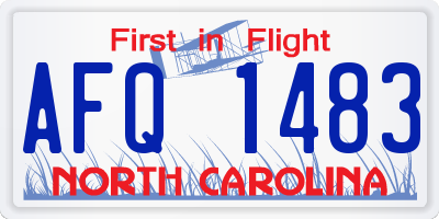 NC license plate AFQ1483