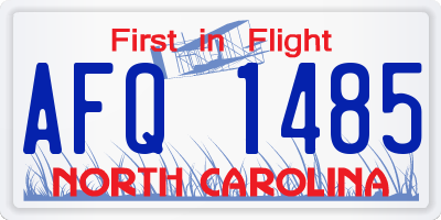 NC license plate AFQ1485