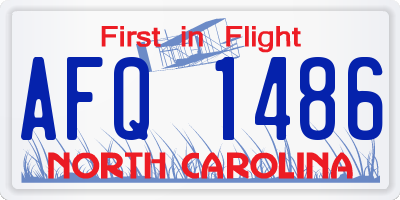 NC license plate AFQ1486