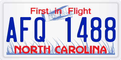 NC license plate AFQ1488