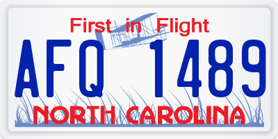 NC license plate AFQ1489
