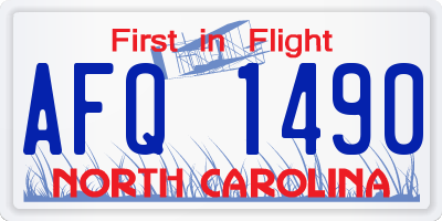 NC license plate AFQ1490